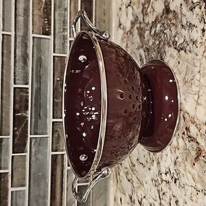 Brown enamel Metal colander 6 1/2 inches